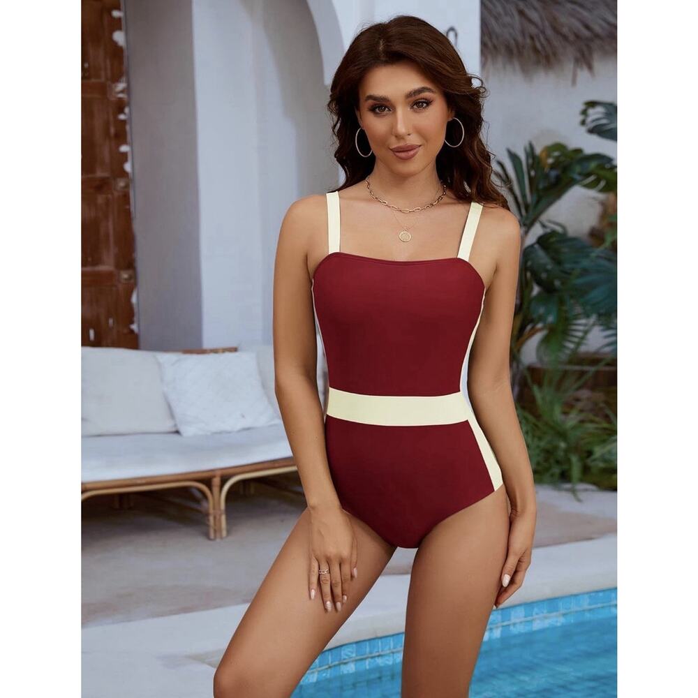 ETOSELL Womens One Piece Swimsuits Summer Tummy Control Red Xl NWT